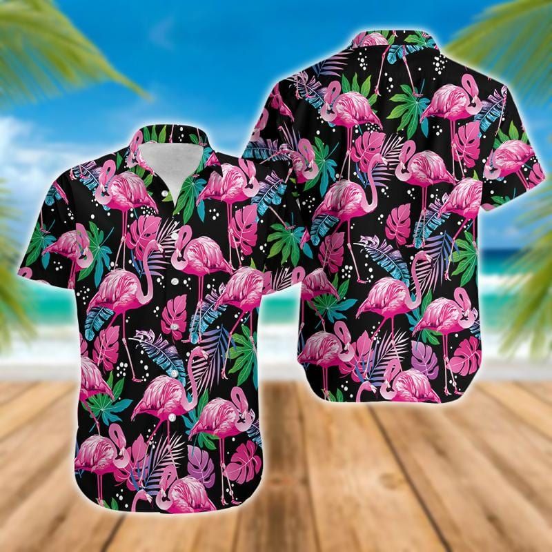 Felacia [Hawaii Shirt] Amazing Pink Flamingo Tropical Unisex Hawaiian Aloha Shirts-ZX1832